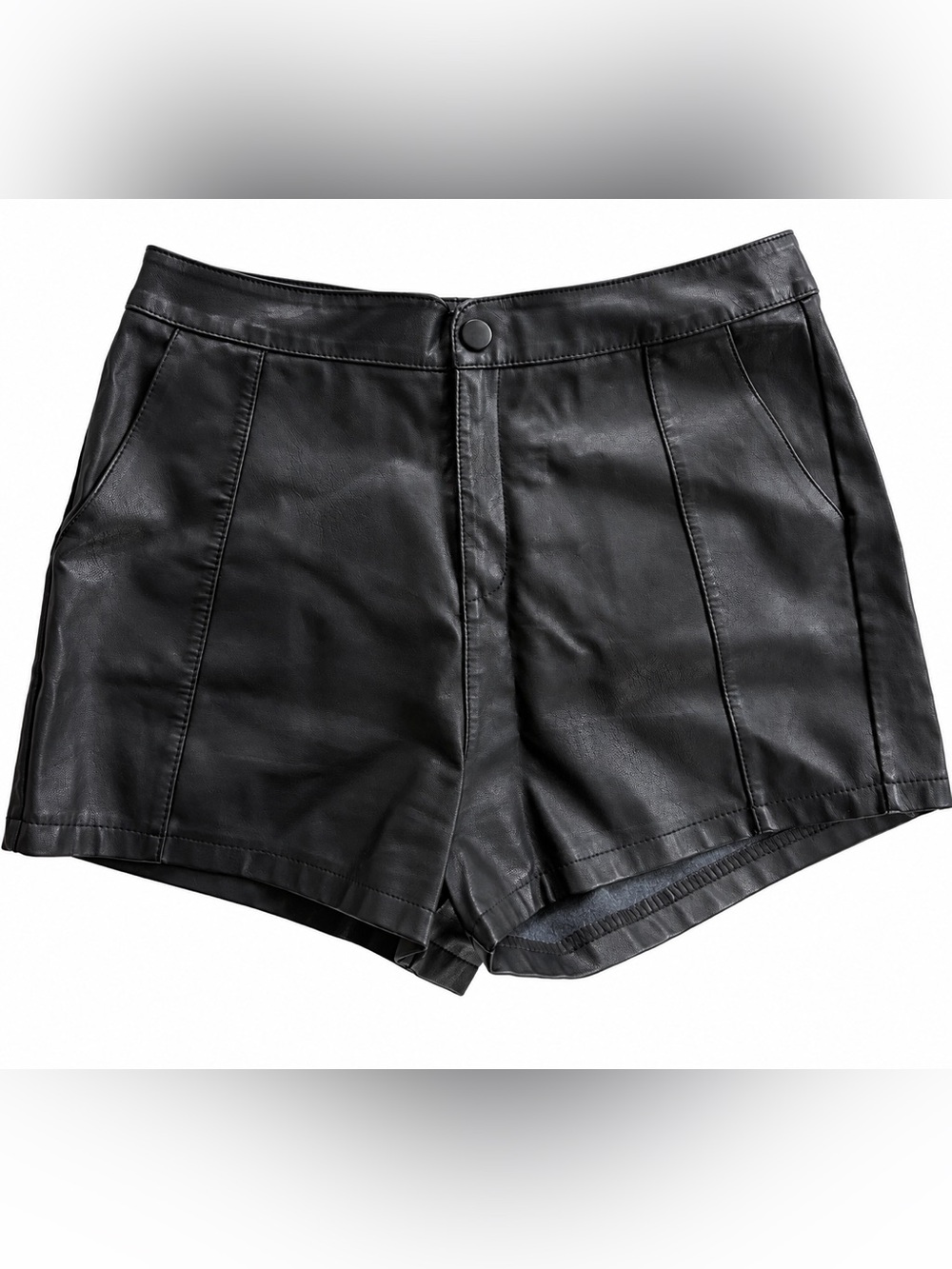 Black Faux Leather High Rise Shorts Size M